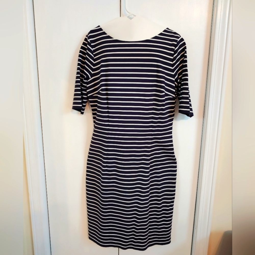 Women's Navy & White Striped Dress - Size Large
